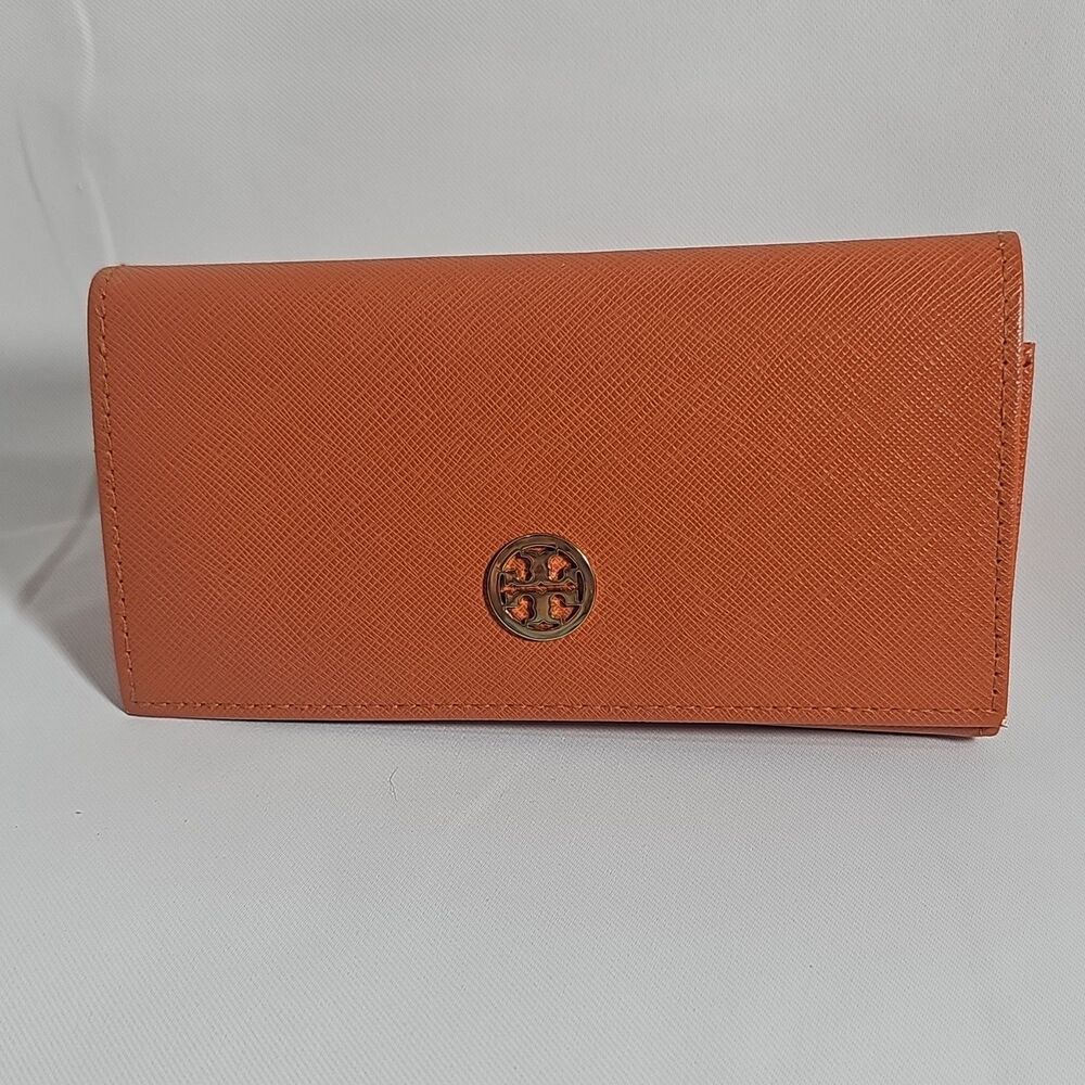 Tory Burch Orange Hard Shell Eyeglass/Sunglasses Case Snap Closure Unisex